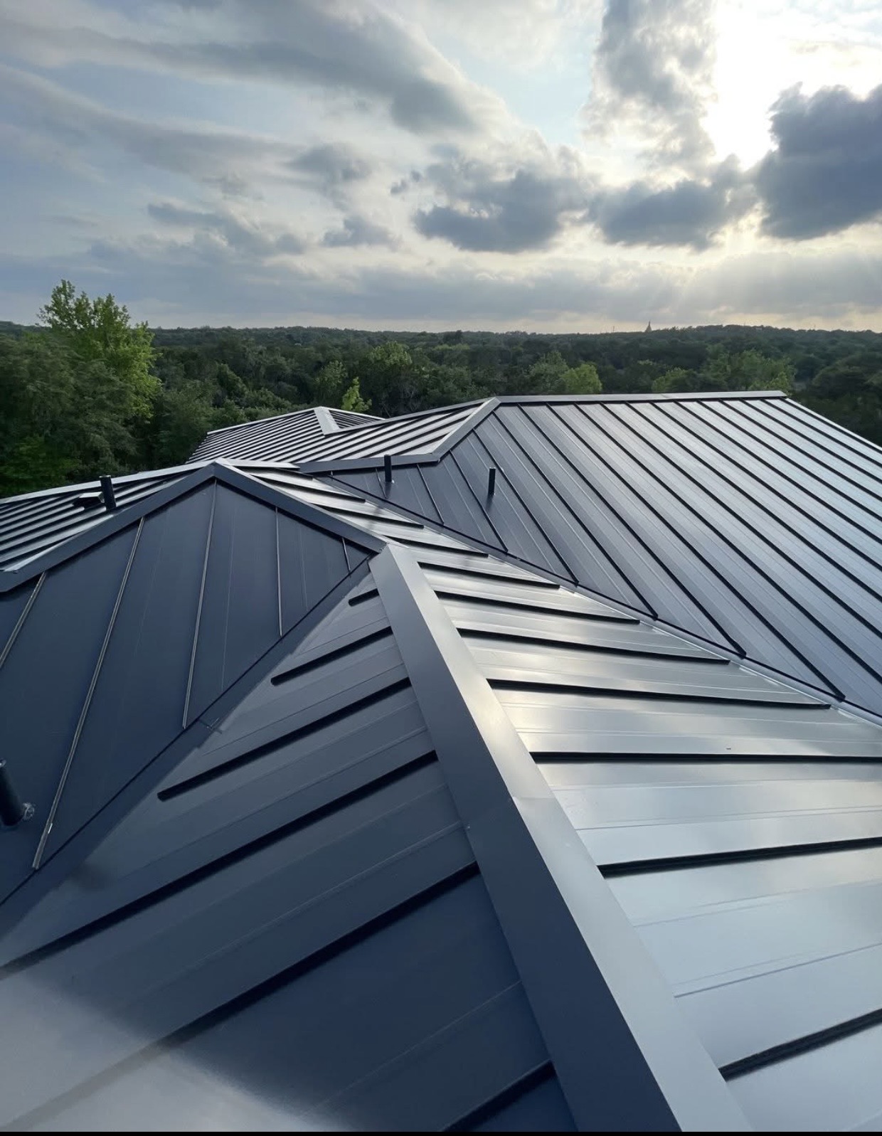 Dark standing seam metal roof