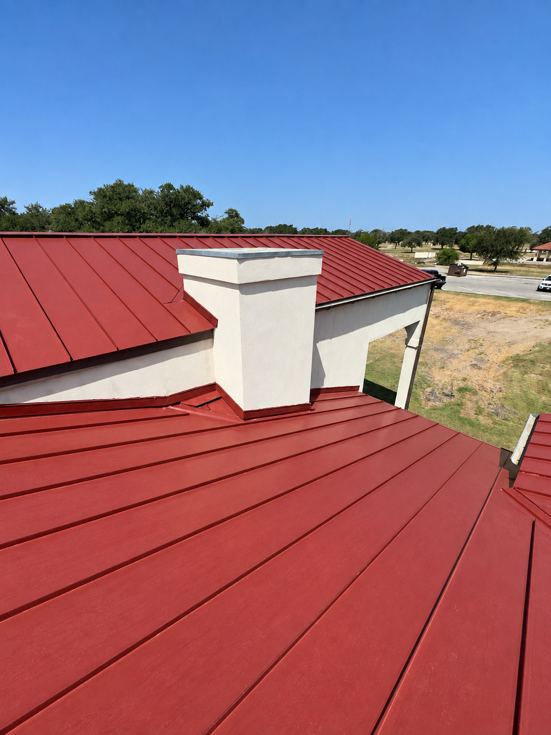 Red metal roof detail
