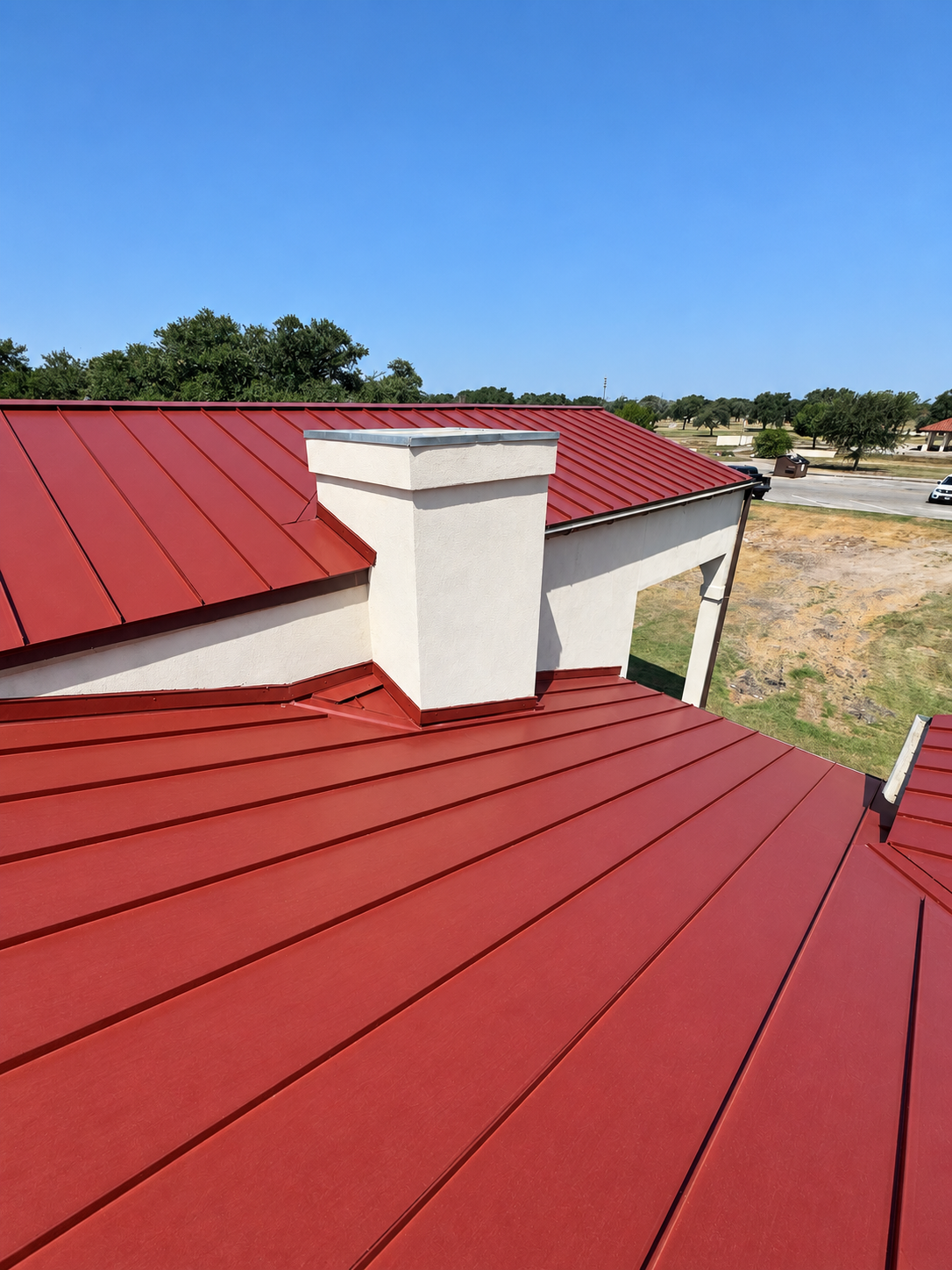 Red standing seam roof
