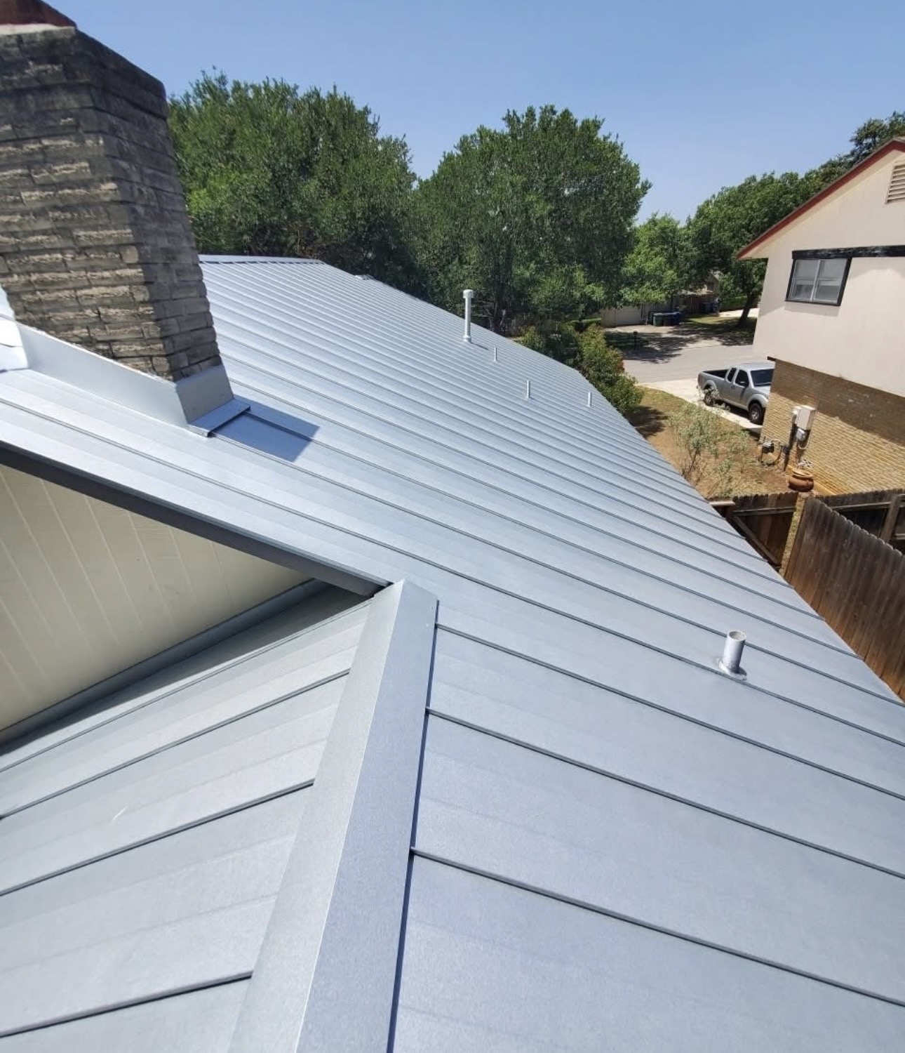 Silver metal roof detail